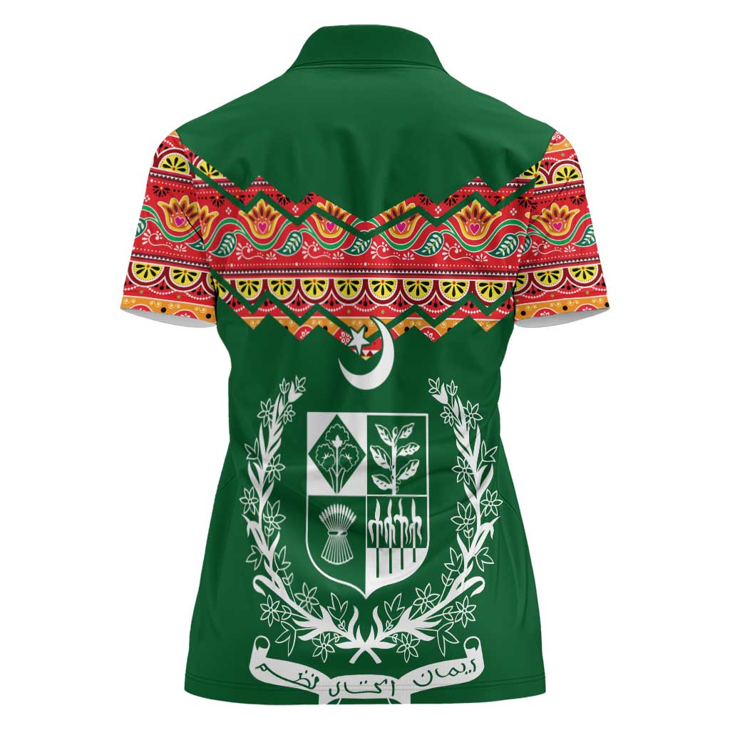 Pakistan Truck Art Women Polo Shirt National Emblem & Traditional Patterns