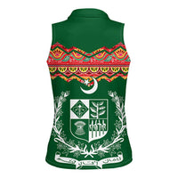 Pakistan Truck Art Women Sleeveless Polo Shirt National Emblem & Traditional Patterns