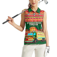 Pakistan Truck Art Women Sleeveless Polo Shirt National Emblem & Traditional Patterns