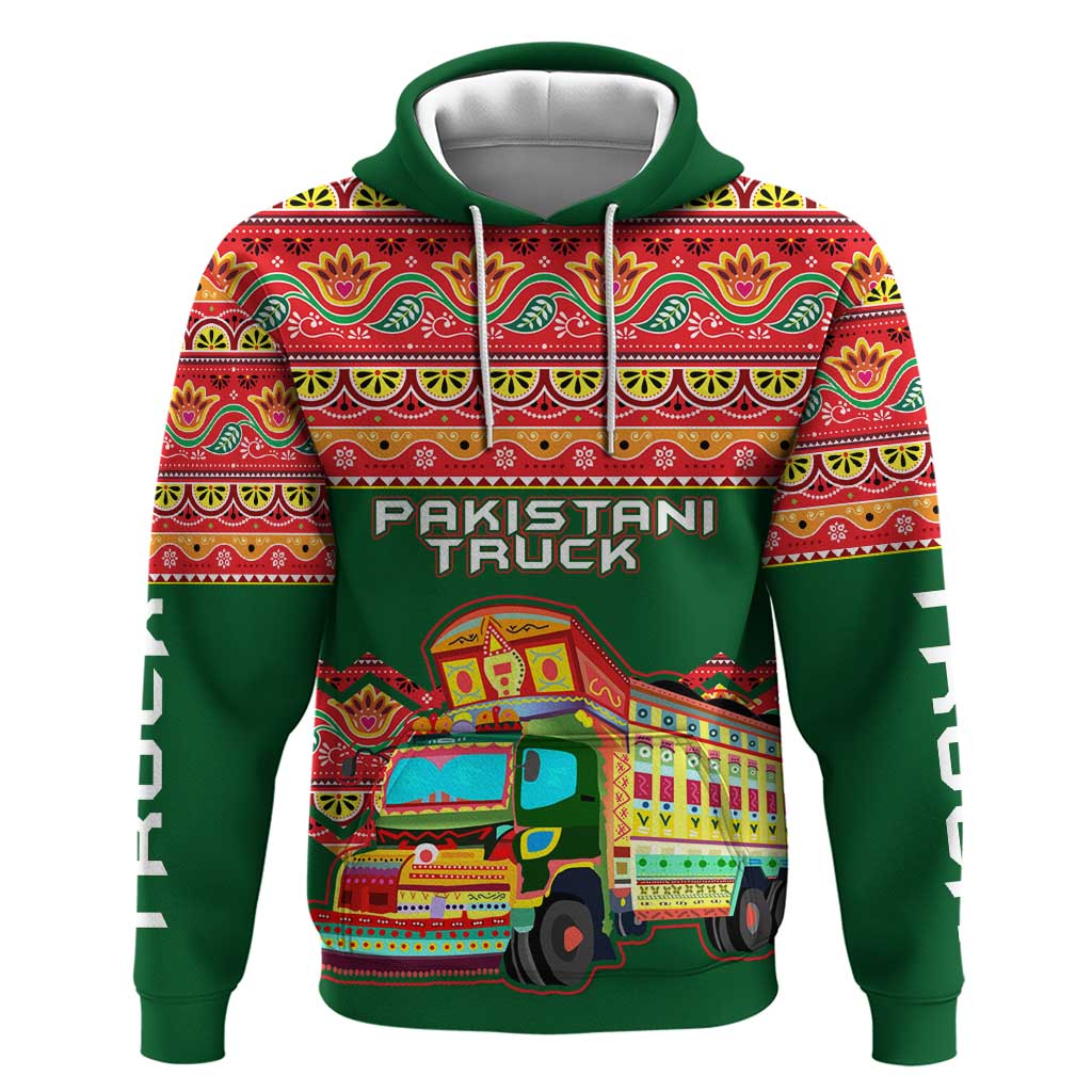 Pakistan Truck Art Zip Hoodie National Emblem & Traditional Patterns
