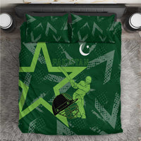 Pakistan Cricket Bedding Set Sporty Style with Flag Stars & Player Illustration