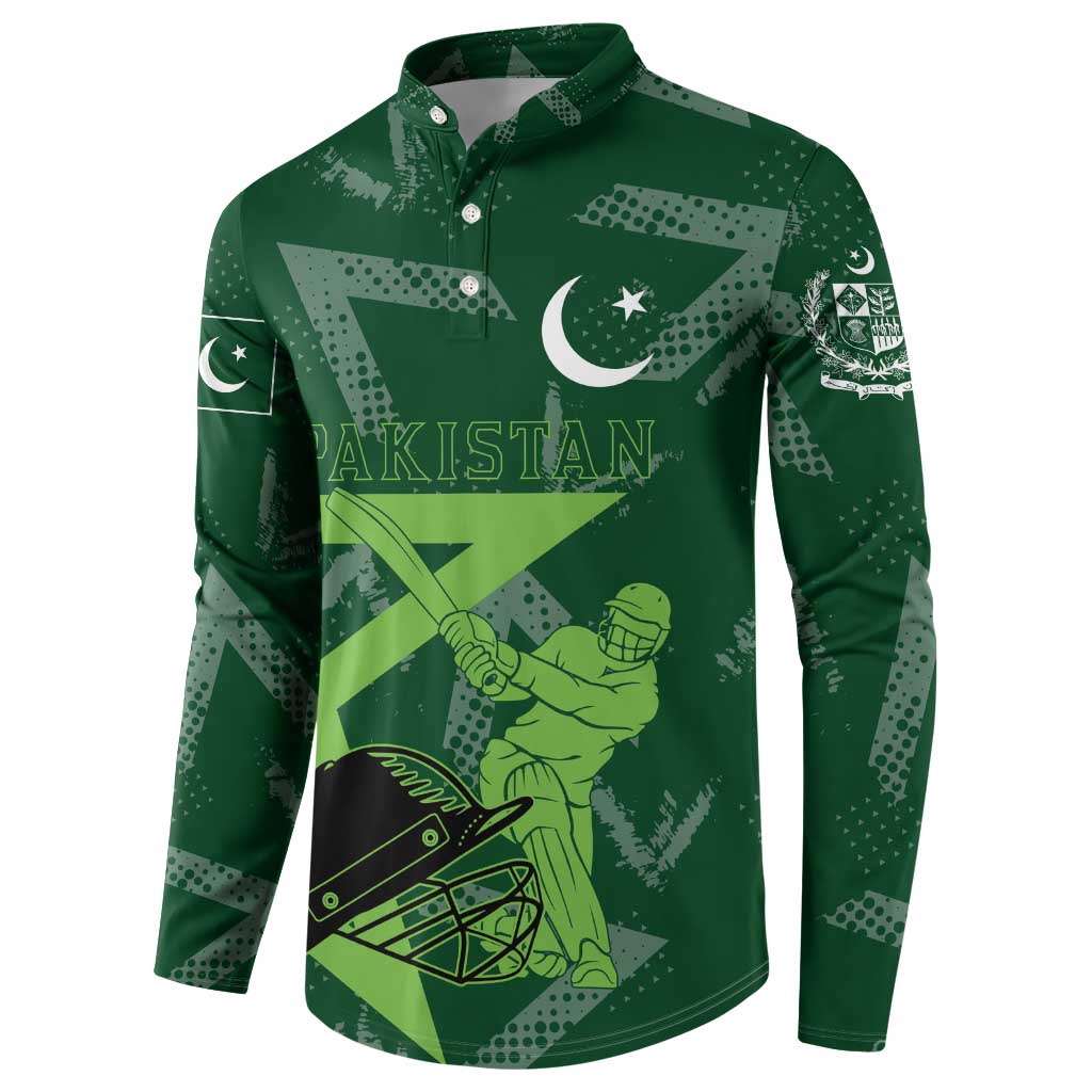 Pakistan Cricket Button Sweatshirt Sporty Style with Flag Stars & Player Illustration