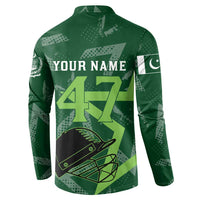 Pakistan Cricket Button Sweatshirt Sporty Style with Flag Stars & Player Illustration