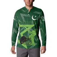 Pakistan Cricket Button Sweatshirt Sporty Style with Flag Stars & Player Illustration