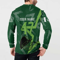 Pakistan Cricket Button Sweatshirt Sporty Style with Flag Stars & Player Illustration