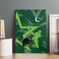 Pakistan Cricket Canvas Wall Art Sporty Style with Flag Stars & Player Illustration