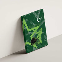 Pakistan Cricket Canvas Wall Art Sporty Style with Flag Stars & Player Illustration