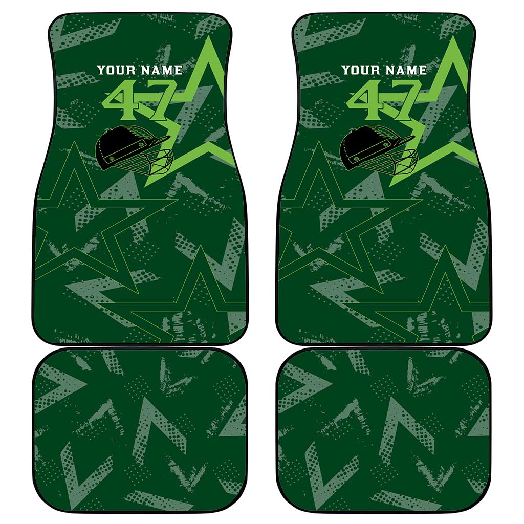 Pakistan Cricket Car Mats Sporty Style with Flag Stars & Player Illustration