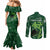 Pakistan Cricket Couples Matching Mermaid Dress and Long Sleeve Button Shirt Sporty Style with Flag Stars & Player Illustration