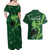 Pakistan Cricket Couples Matching Off Shoulder Maxi Dress and Hawaiian Shirt Sporty Style with Flag Stars & Player Illustration