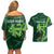 Pakistan Cricket Couples Matching Off Shoulder Short Dress and Hawaiian Shirt Sporty Style with Flag Stars & Player Illustration