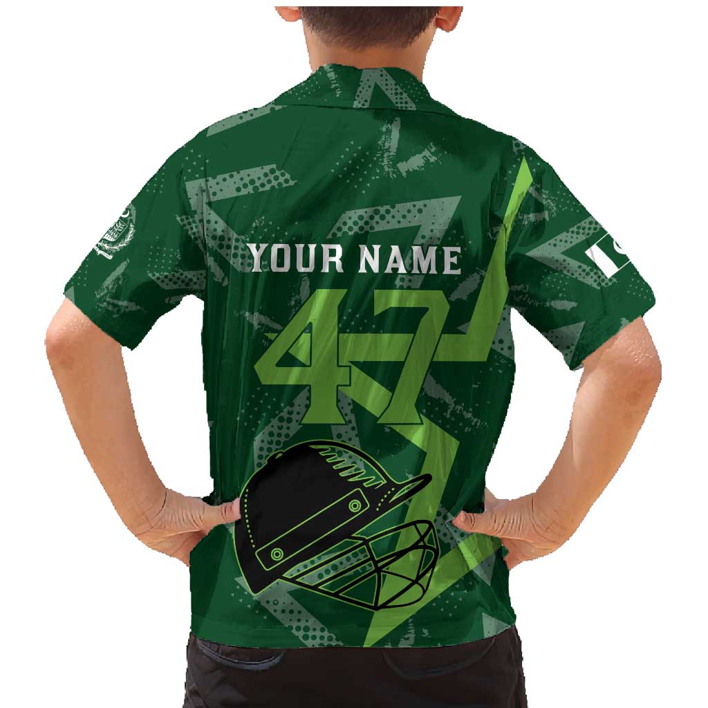 Pakistan Cricket Family Matching Mermaid Dress and Hawaiian Shirt Sporty Style with Flag Stars & Player Illustration