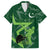 Pakistan Cricket Family Matching Off The Shoulder Long Sleeve Dress and Hawaiian Shirt Sporty Style with Flag Stars & Player Illustration