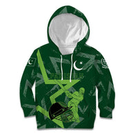 Pakistan Cricket Kid Hoodie Sporty Style with Flag Stars & Player Illustration