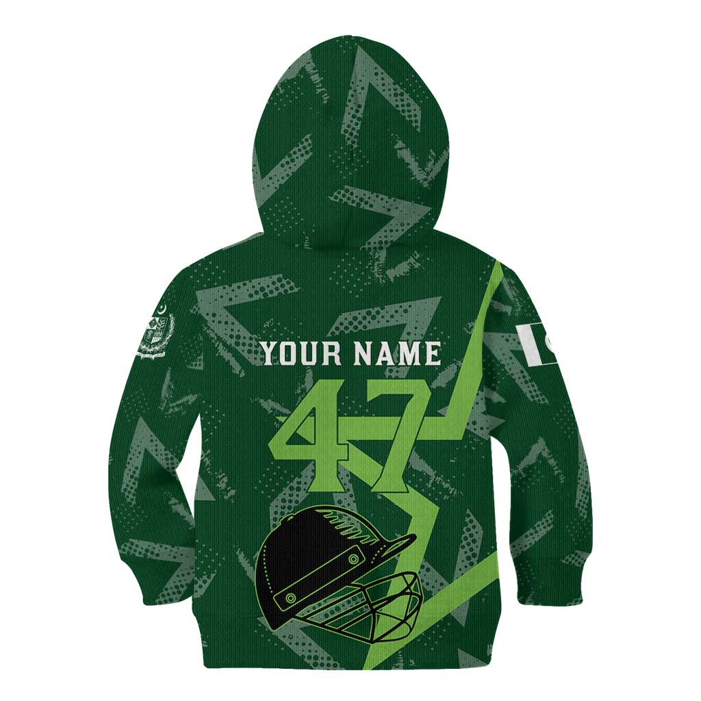 Pakistan Cricket Kid Hoodie Sporty Style with Flag Stars & Player Illustration