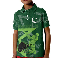 Pakistan Cricket Kid Polo Shirt Sporty Style with Flag Stars & Player Illustration