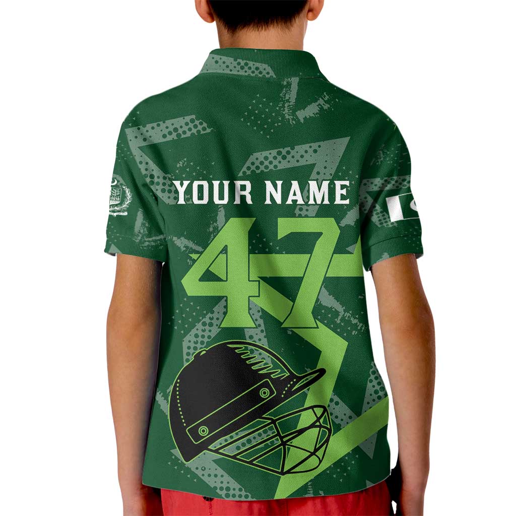 Pakistan Cricket Kid Polo Shirt Sporty Style with Flag Stars & Player Illustration