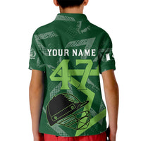 Pakistan Cricket Kid Polo Shirt Sporty Style with Flag Stars & Player Illustration