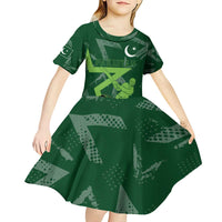 Pakistan Cricket Kid Short Sleeve Dress Sporty Style with Flag Stars & Player Illustration
