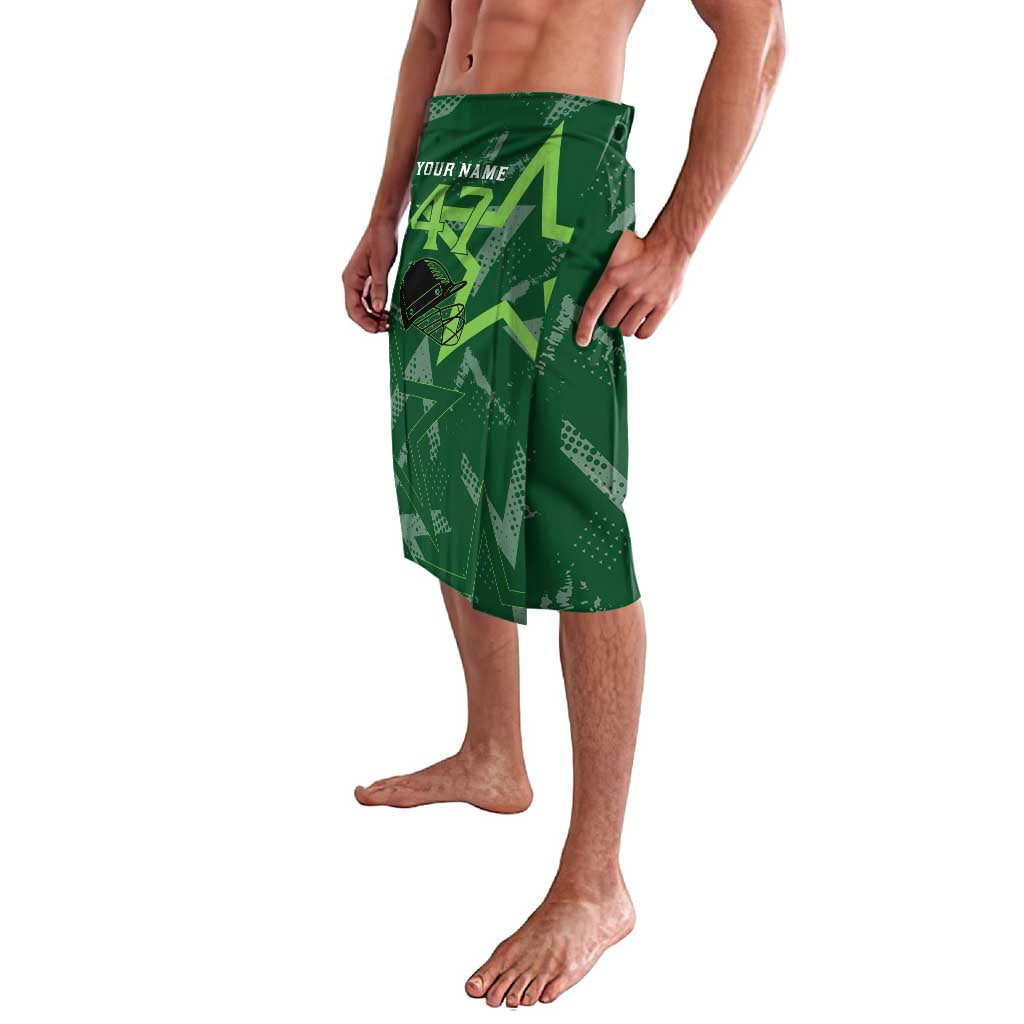 Pakistan Cricket Lavalava Sporty Style with Flag Stars & Player Illustration