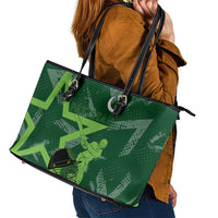 Pakistan Cricket Leather Tote Bag Sporty Style with Flag Stars & Player Illustration