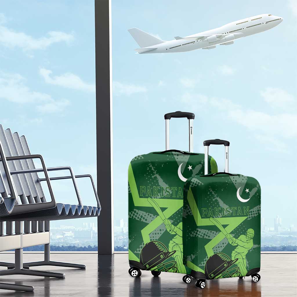 Pakistan Cricket Luggage Cover Sporty Style with Flag Stars & Player Illustration