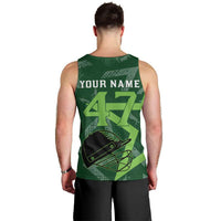Pakistan Cricket Men Tank Top Sporty Style with Flag Stars & Player Illustration