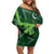 Pakistan Cricket Off Shoulder Short Dress Sporty Style with Flag Stars & Player Illustration