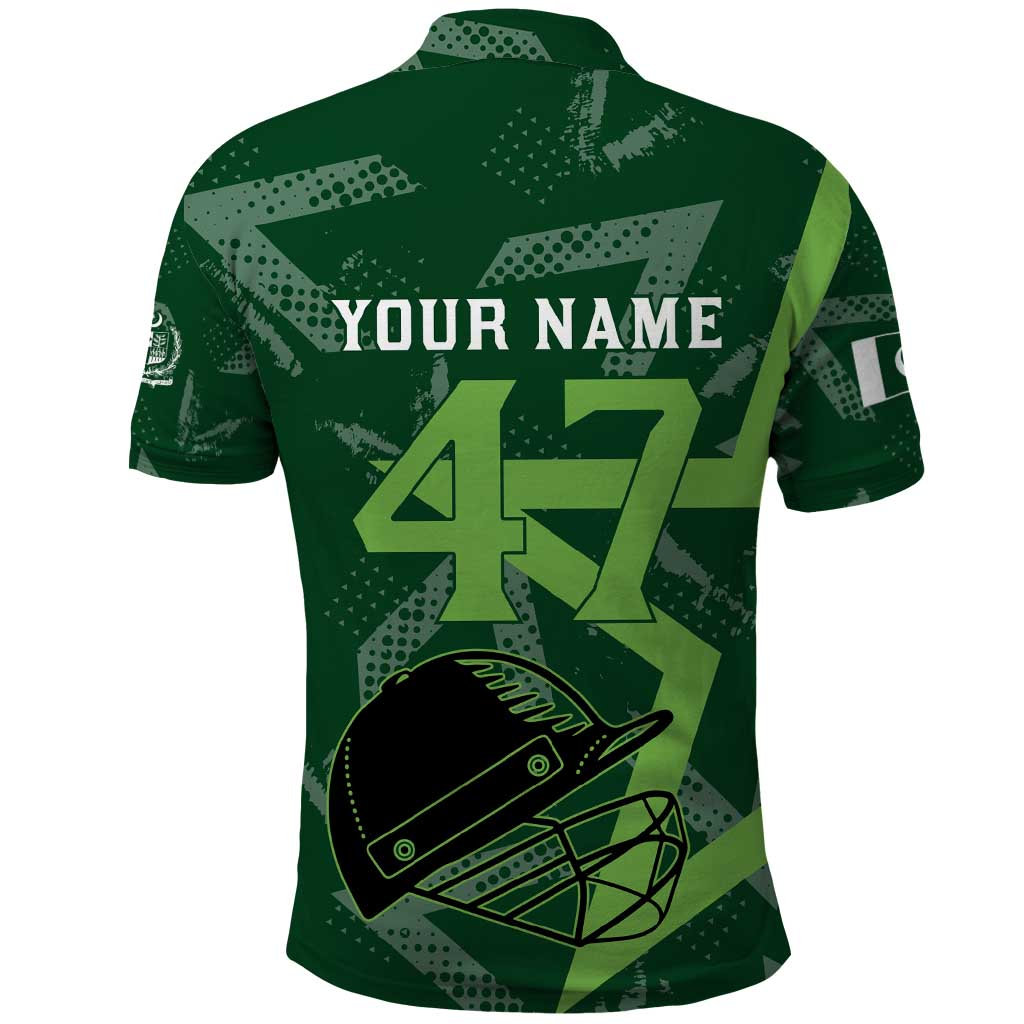 Pakistan Cricket Polo Shirt Sporty Style with Flag Stars & Player Illustration