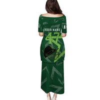 Pakistan Cricket Puletasi Sporty Style with Flag Stars & Player Illustration