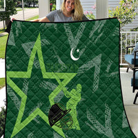 Pakistan Cricket Quilt Sporty Style with Flag Stars & Player Illustration