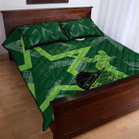 Pakistan Cricket Quilt Bed Set Sporty Style with Flag Stars & Player Illustration