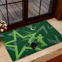 Pakistan Cricket Rubber Doormat Sporty Style with Flag Stars & Player Illustration