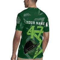 Pakistan Cricket Rugby Jersey Sporty Style with Flag Stars & Player Illustration