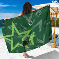 Pakistan Cricket Sarong Sporty Style with Flag Stars & Player Illustration