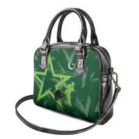 Pakistan Cricket Shoulder Handbag Sporty Style with Flag Stars & Player Illustration