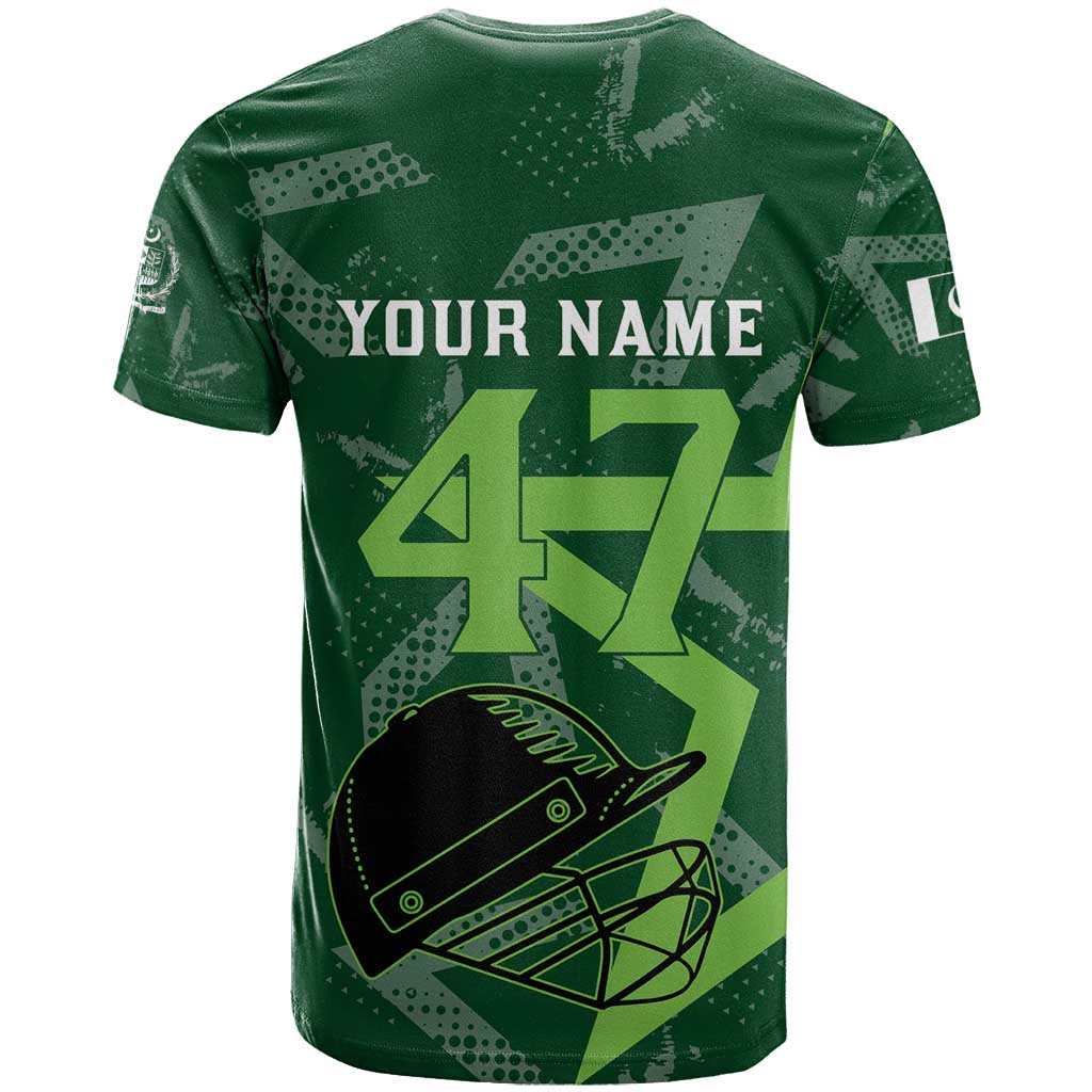 Pakistan Cricket T Shirt Sporty Style with Flag Stars & Player Illustration