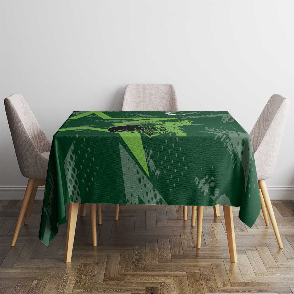 Pakistan Cricket Tablecloth Sporty Style with Flag Stars & Player Illustration
