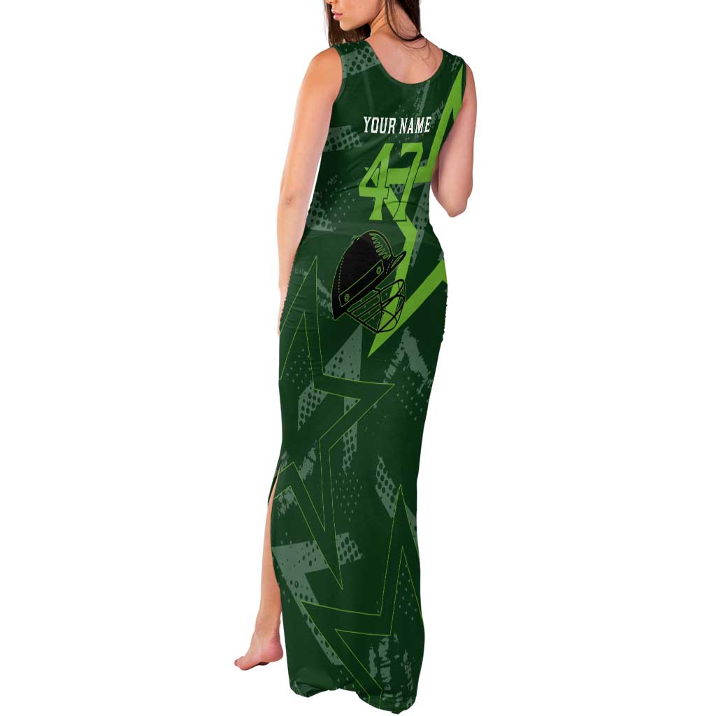Pakistan Cricket Tank Maxi Dress Sporty Style with Flag Stars & Player Illustration