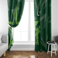 Pakistan Cricket Window Curtain Sporty Style with Flag Stars & Player Illustration