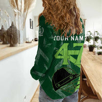 Pakistan Cricket Women Casual Shirt Sporty Style with Flag Stars & Player Illustration