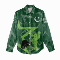 Pakistan Cricket Women Casual Shirt Sporty Style with Flag Stars & Player Illustration