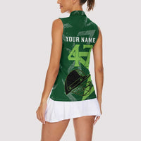 Pakistan Cricket Women Sleeveless Polo Shirt Sporty Style with Flag Stars & Player Illustration