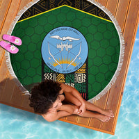 Mali Map Beach Blanket National Emblem & Cultural Pattern Design