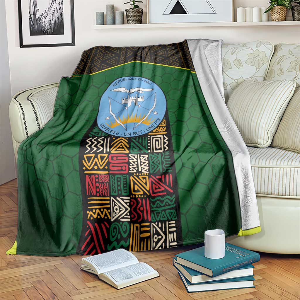 Mali Map Blanket National Emblem & Cultural Pattern Design