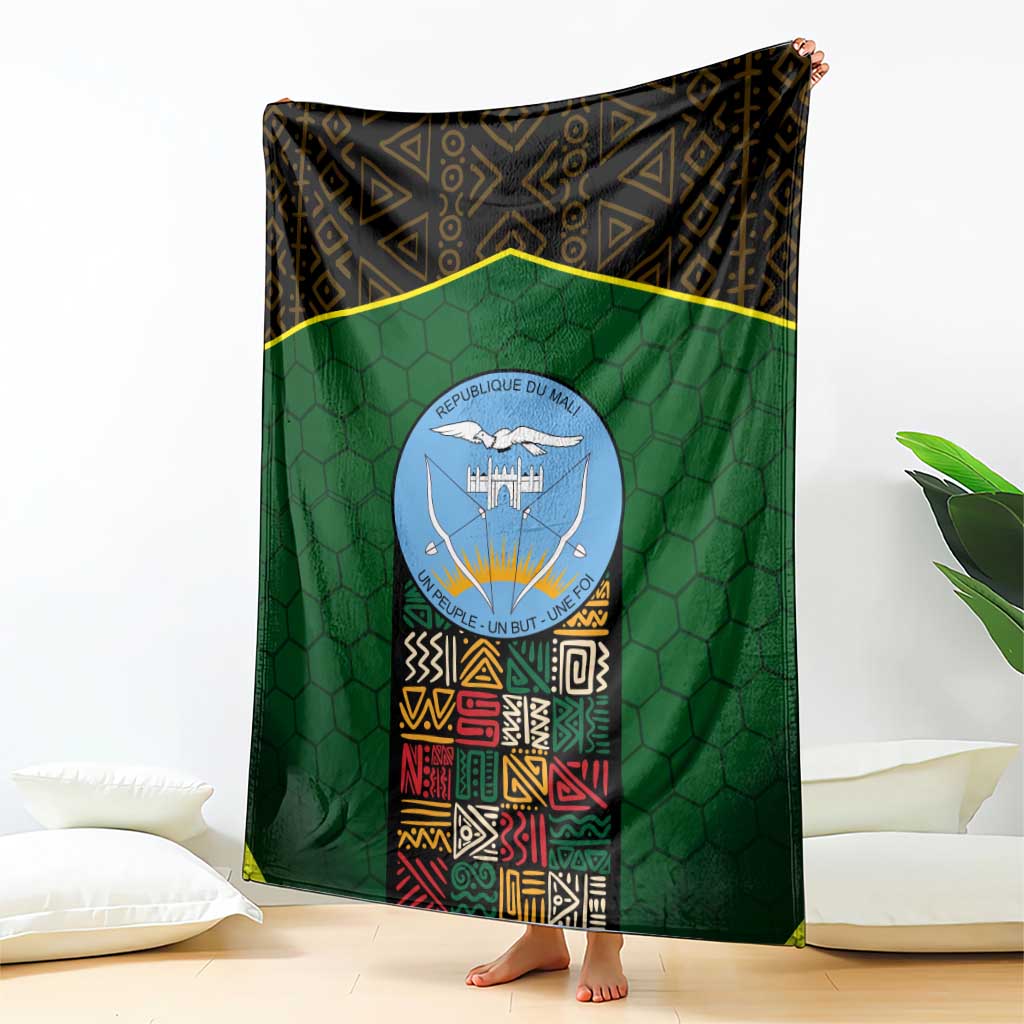 Mali Map Blanket National Emblem & Cultural Pattern Design