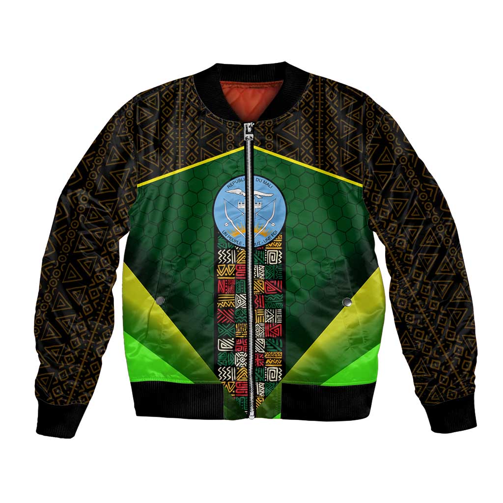 Mali Map Bomber Jacket National Emblem & Cultural Pattern Design