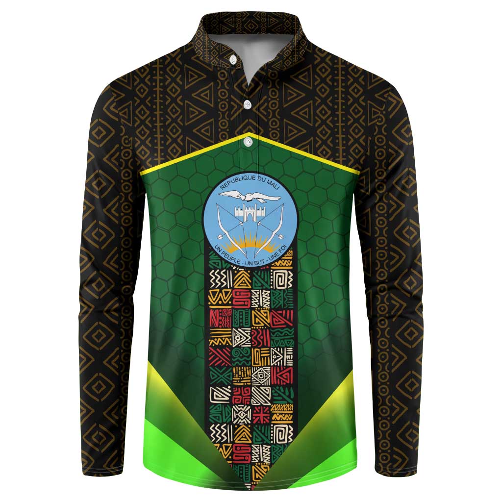 Mali Map Button Sweatshirt National Emblem & Cultural Pattern Design