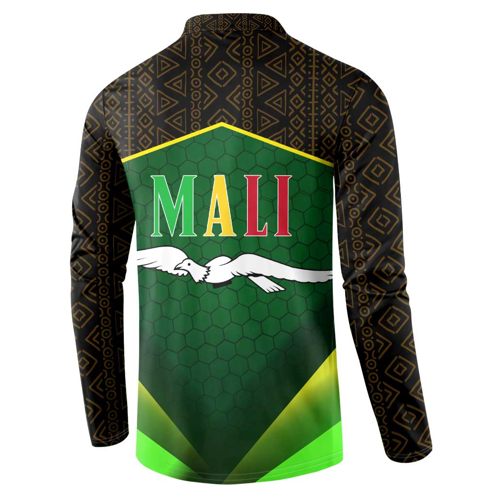 Mali Map Button Sweatshirt National Emblem & Cultural Pattern Design