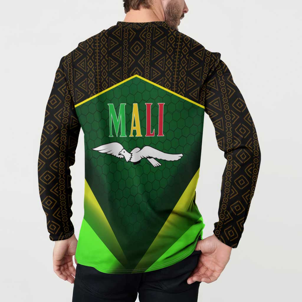 Mali Map Button Sweatshirt National Emblem & Cultural Pattern Design